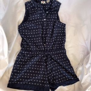 Levi's patterned navy romper with tie waist